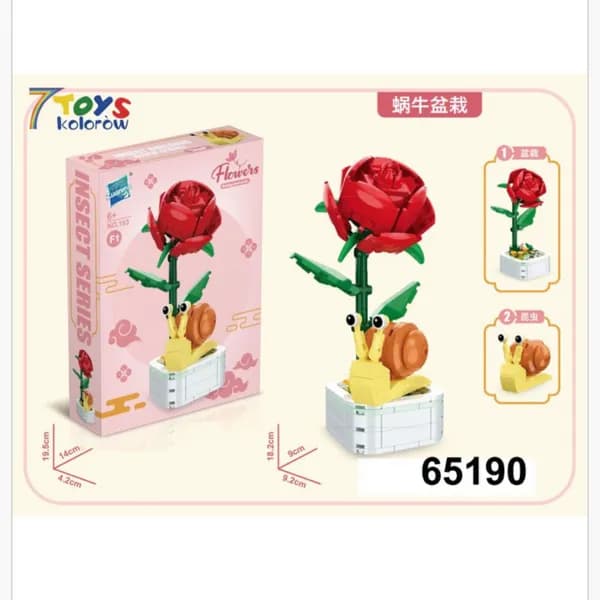 Klocki Kwiaty Róża ze Ślimakiem 18cm Insect Series PK17593