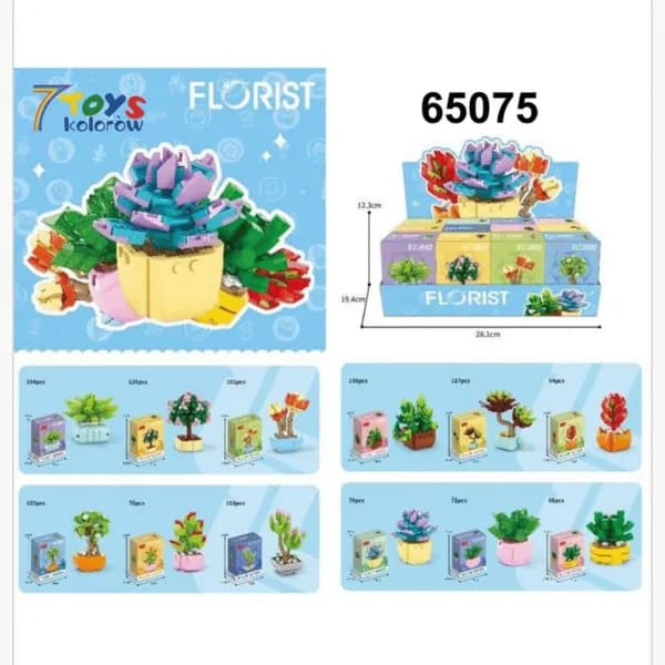 Klocki Kwiaty Sukulenty Florist 12 szt. - Zestaw Konstrukcyjny