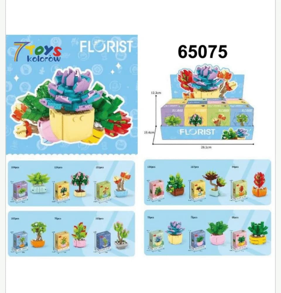 Klocki Kwiaty Sukulenty Florist 12 szt. - Zestaw Konstrukcyjny