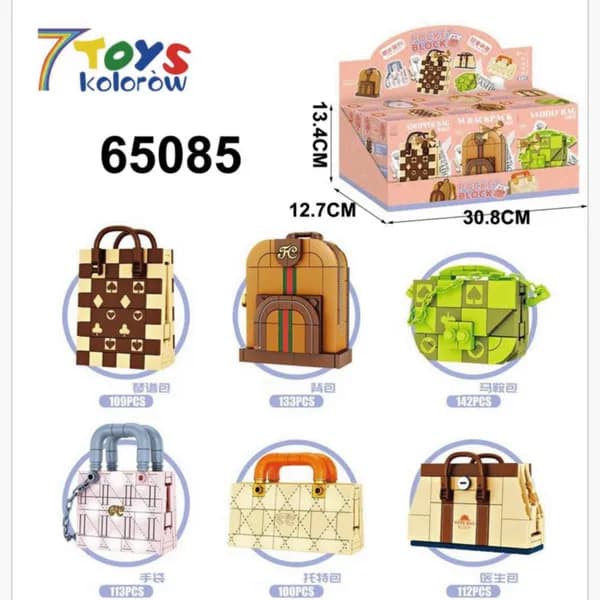 Zabawki Klocki Pocket Block Torebki i Plecaki 6 szt. Mix