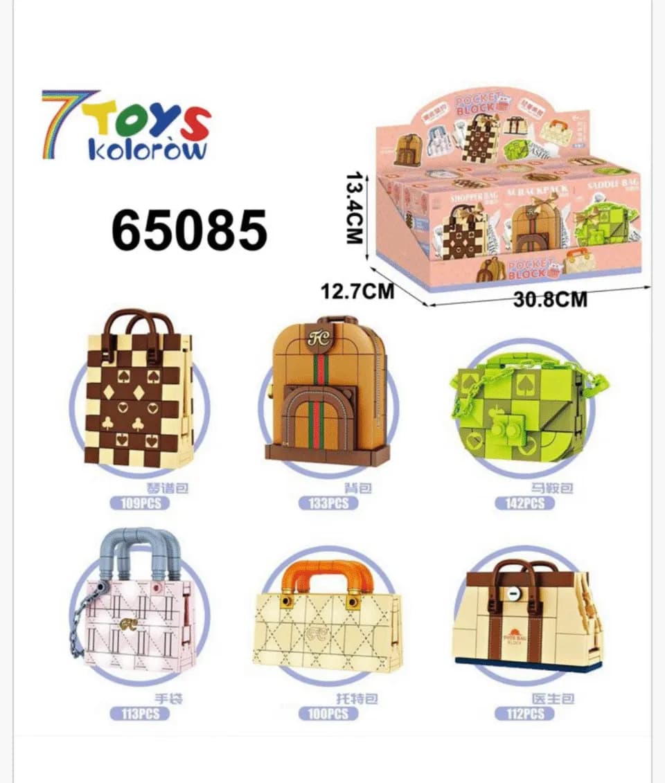 Zabawki Klocki Pocket Block Torebki i Plecaki 6 szt. Mix
