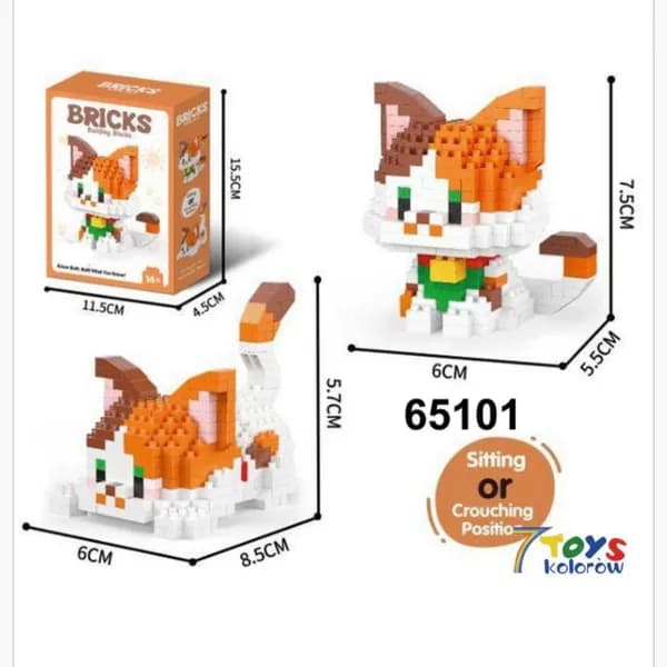 Zabawki Klocki Mikro Kot 2w1 Model 65101 - Zestaw 6 szt.