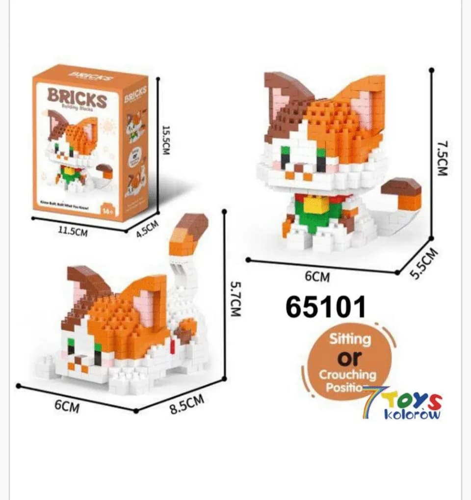 Zabawki Klocki Mikro Kot 2w1 Model 65101 - Zestaw 6 szt.