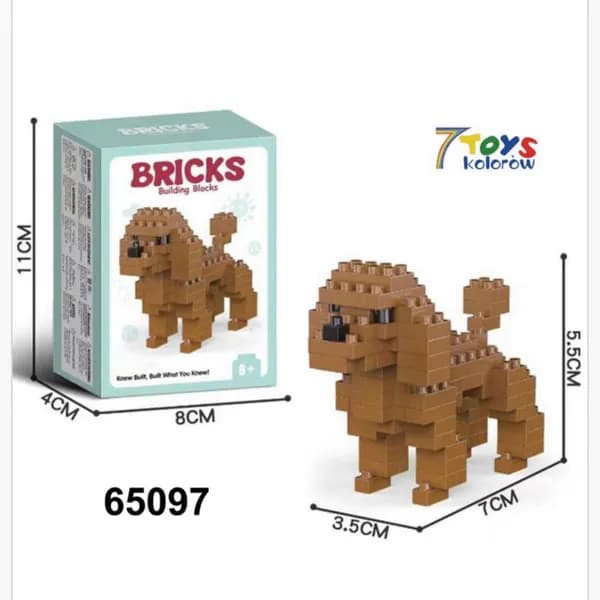 Zabawki Klocki Pies Pudel Brązowy 7x5.5cm (12 szt)