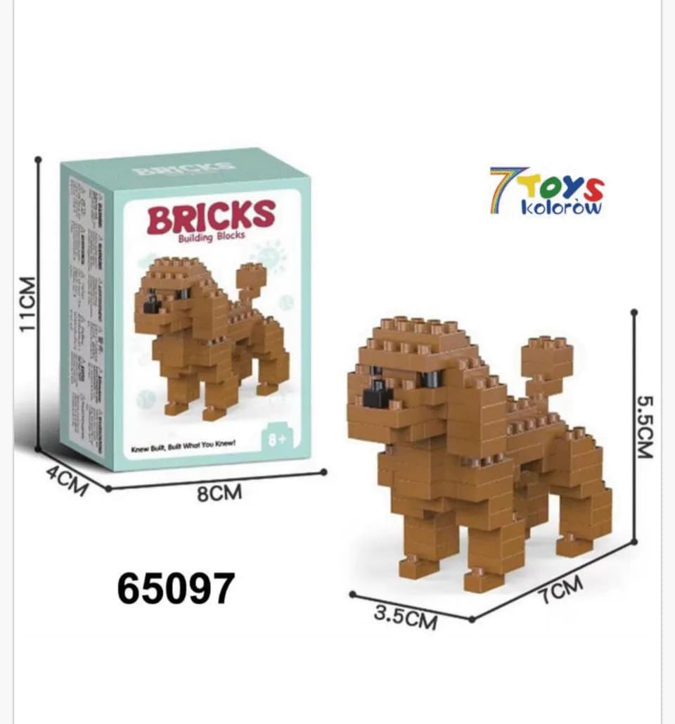 Zabawki Klocki Pies Pudel Brązowy 7x5.5cm (12 szt)