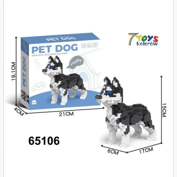 Zabawki Klocki Micro Blocks Pies Husky 15cm Model 65106