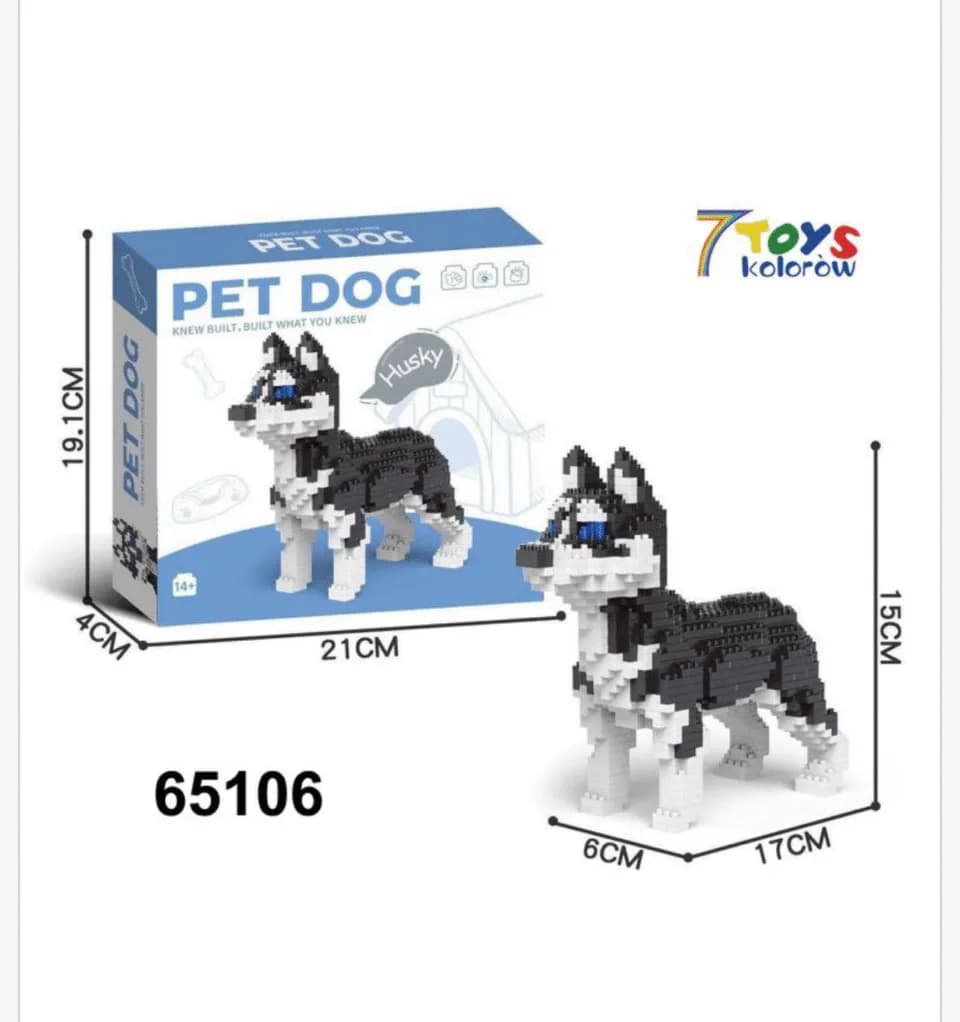 Zabawki Klocki Micro Blocks Pies Husky 15cm Model 65106