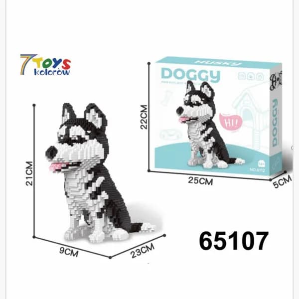 Zabawki Klocki Konstrukcyjne Pies Husky 21cm Micro Blocks