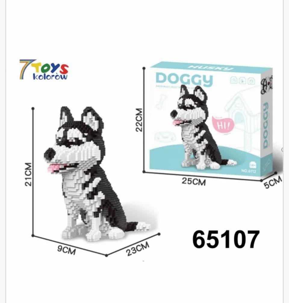 Zabawki Klocki Konstrukcyjne Pies Husky 21cm Micro Blocks