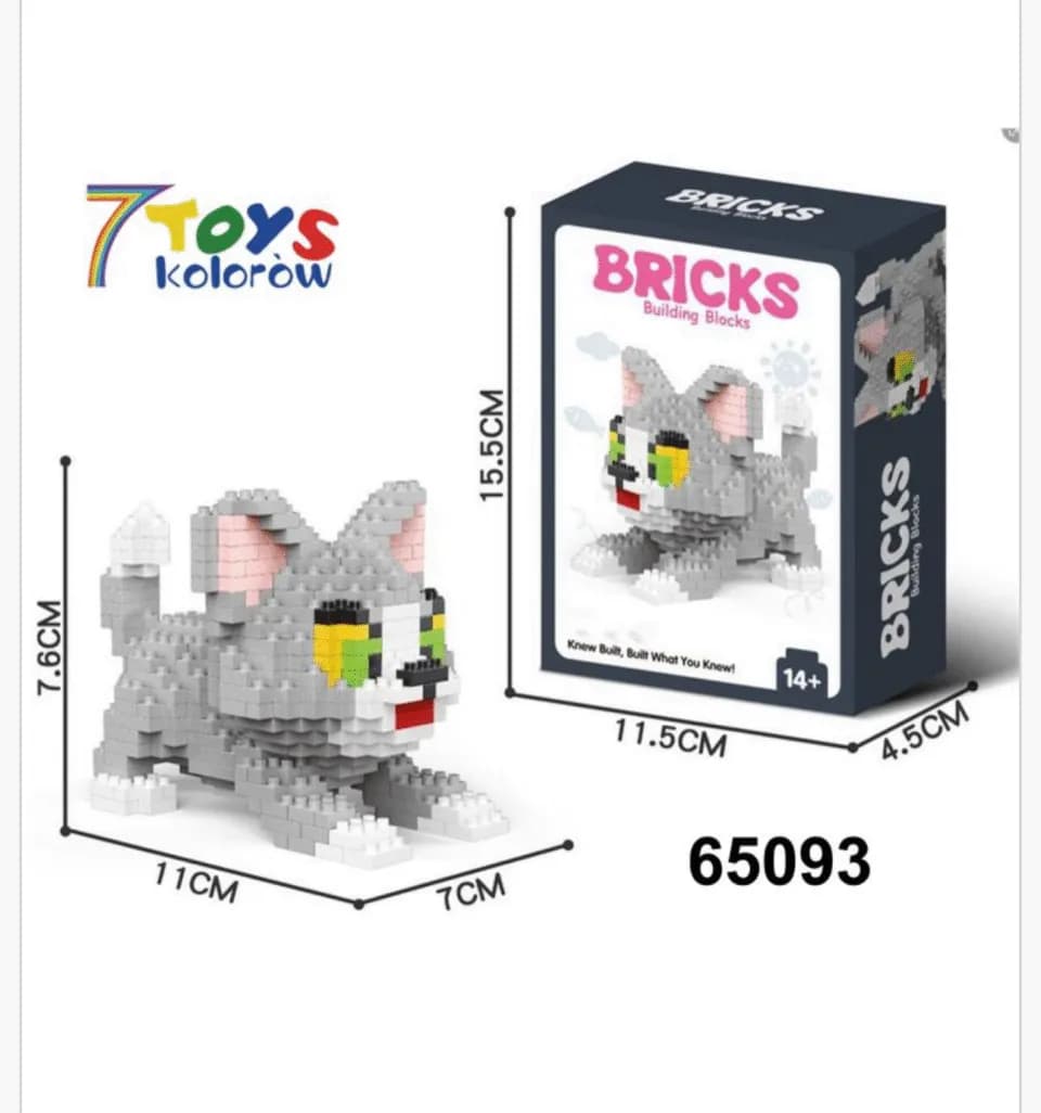 Zabawki Klocki Mikro Kot Szary 11x7cm 14+ PK17620