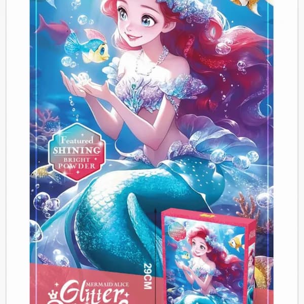 Puzzle Glitter Princess Syrenka 100PCS 43x29cm Brokatowe