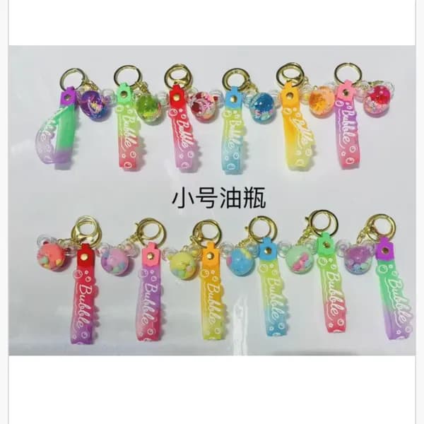 Brelok do Kluczy Bubble z Płynem i Zawieszką, Mix Kolorów 24szt