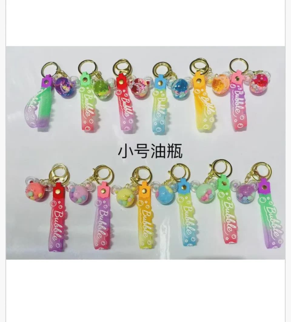 Brelok do Kluczy Bubble z Płynem i Zawieszką, Mix Kolorów 24szt