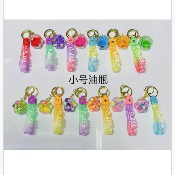 Brelok do Kluczy Łapka z Płynem i Brokatem, Mix Kolorów, 24 szt.