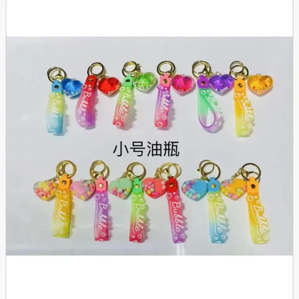 Brelok do Kluczy Serce z Płynem i Brokatem Bubble 24szt