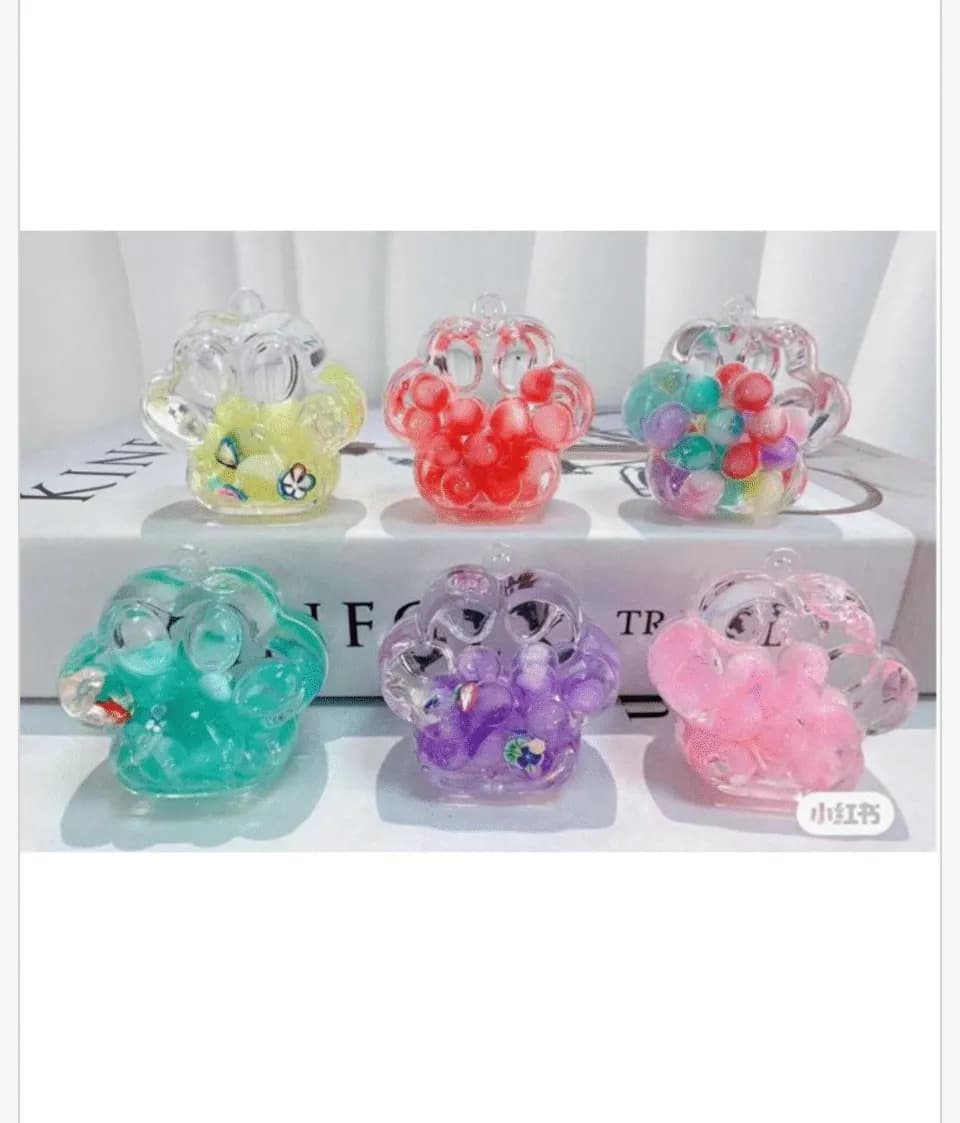 Brelok do Kluczy Łapka z Koralikami i Płynem, Mix Kolorów, 24 szt.