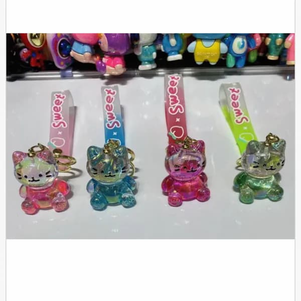 Brelok do Kluczy Kotek Holograficzny Sweet Mix 24szt