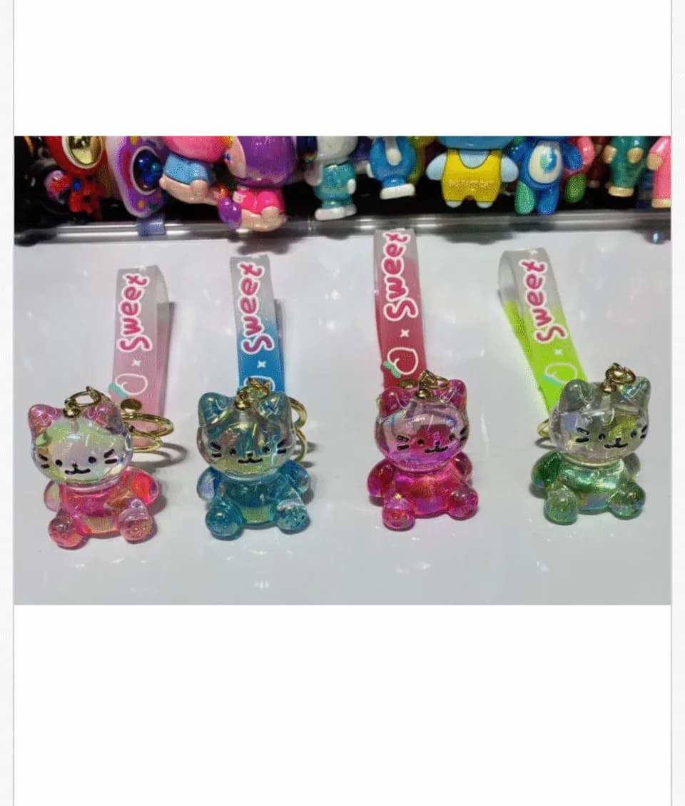 Brelok do Kluczy Kotek Holograficzny Sweet Mix 24szt