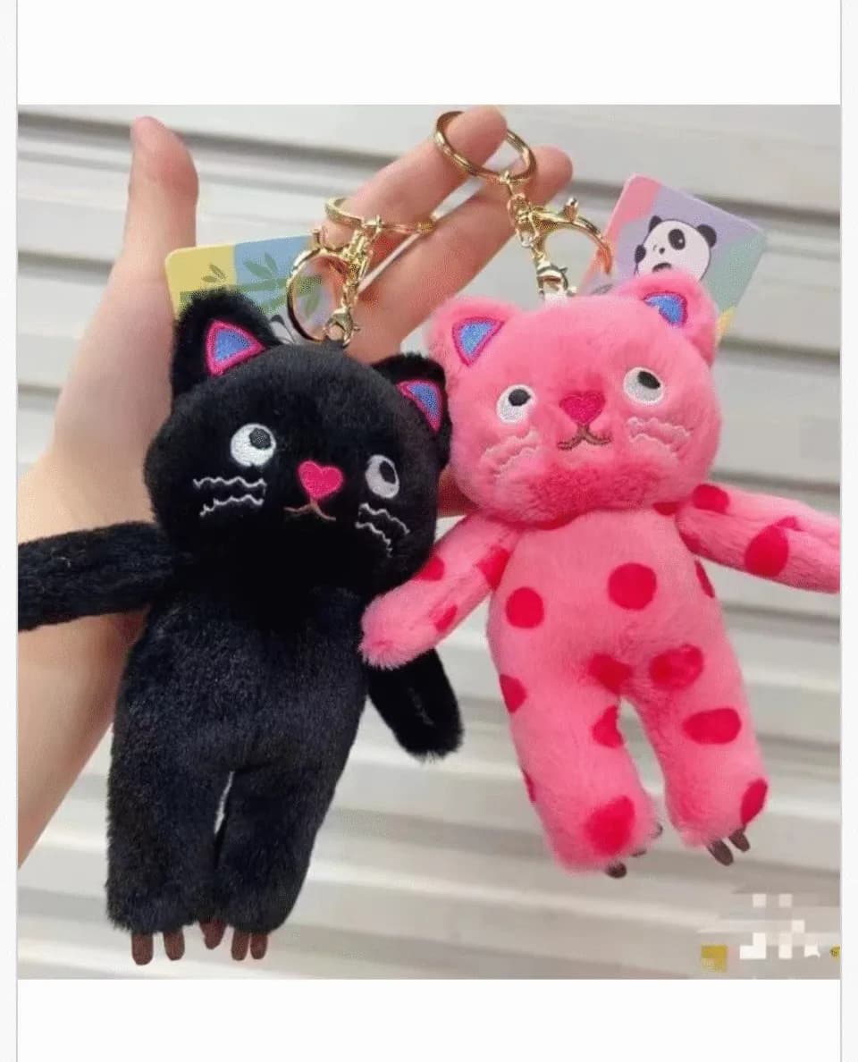 Brelok do Kluczy Pluszowy Kotek Mix Kolorów 12 szt.