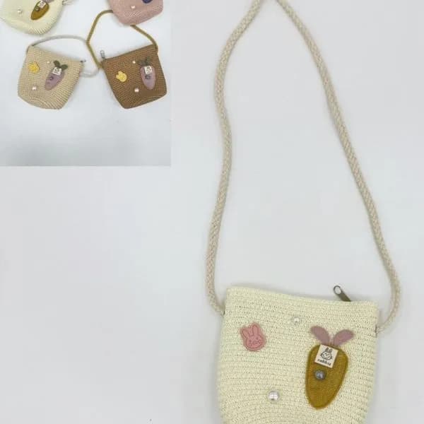 Torebka dla Dzieci Pleciona z Marchewką i Króliczkiem Mix 12 szt.