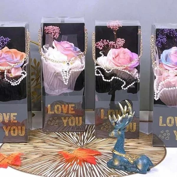 Pudełko Prezent Kwiaty LED 27x10x10cm