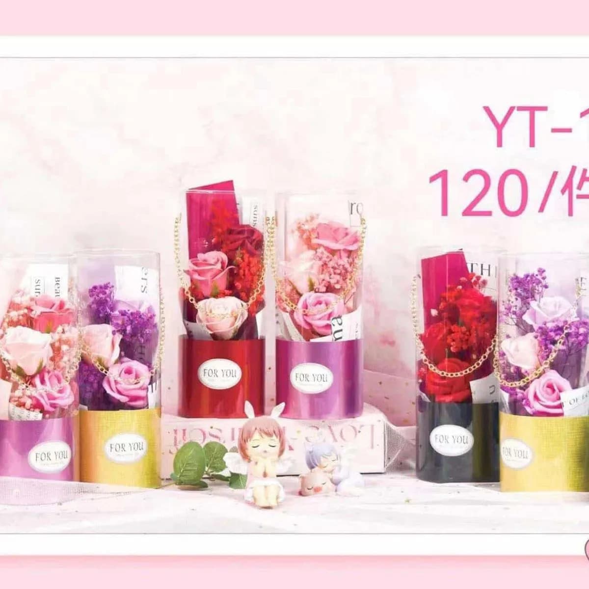 Pudełko Prezent Kwiaty LED 25x9,5cm