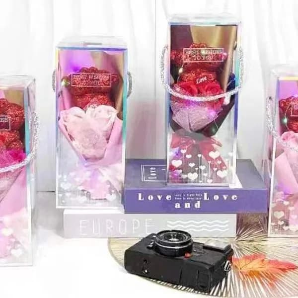 Pudełko Prezent Kwiaty LED 25x10x8cm