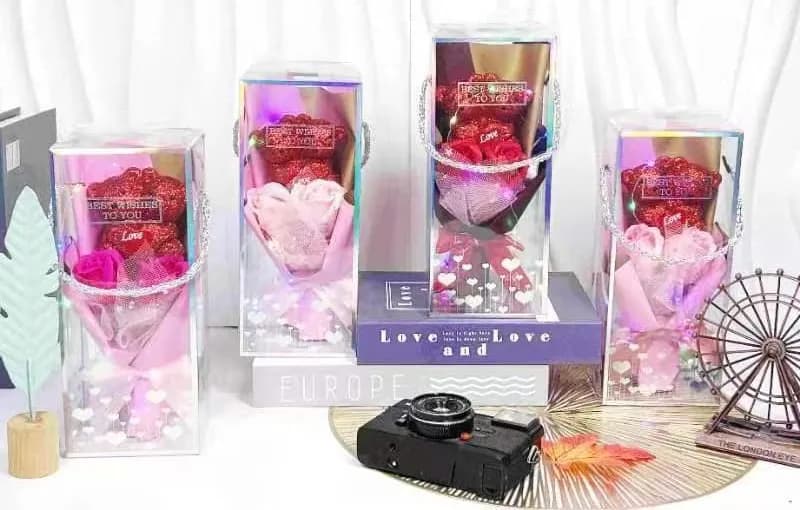 Pudełko Prezent Kwiaty LED 25x10x8cm