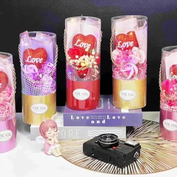 Pudełko Prezent Kwiaty LED 25x10cm