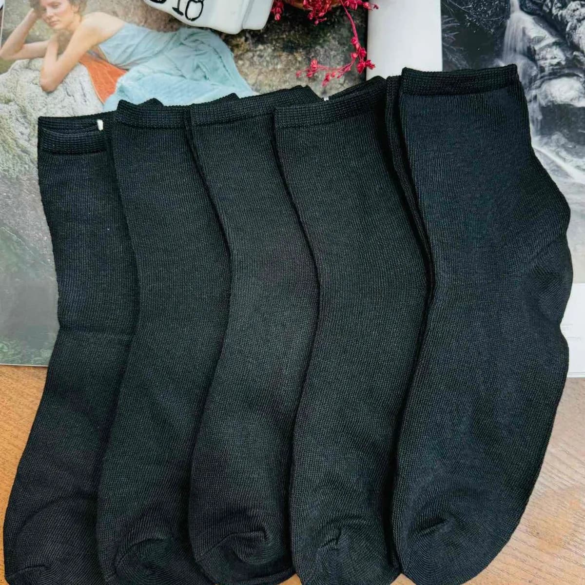 Skarpetki damskie czarne stopki W020326-150