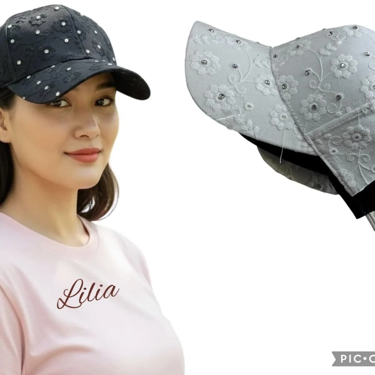 Czapki damskie beanie z cekinami czarne i białe