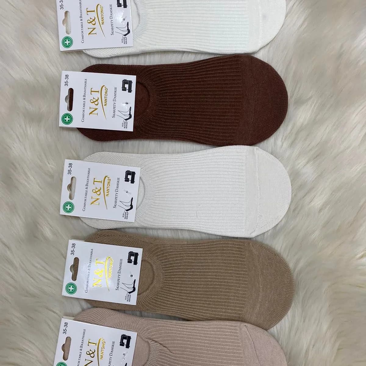 Skarpetki damskie stopki 5 par w kolorach beżowych