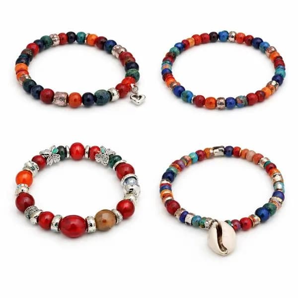 Zestaw 4 Bransoletek Koralikowych