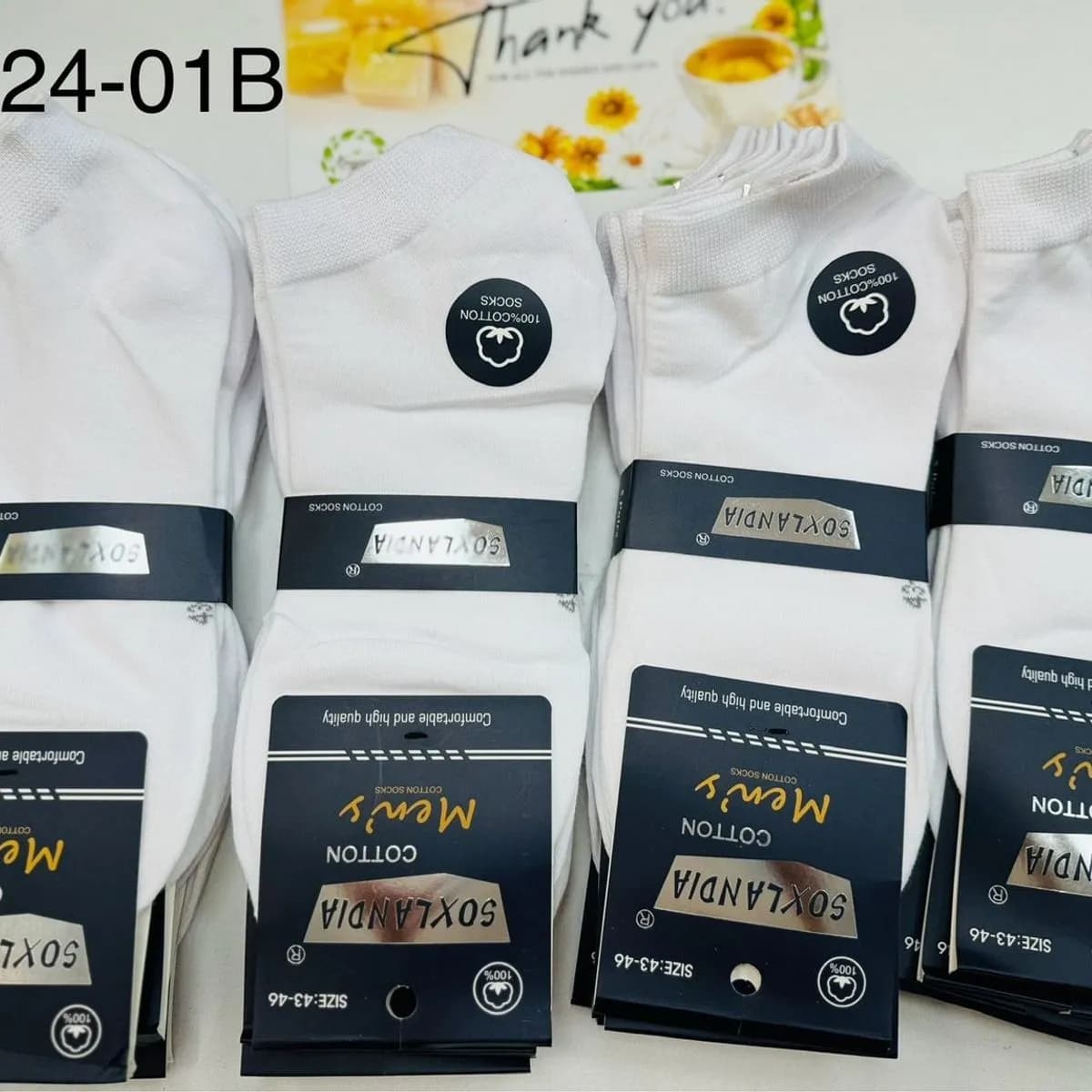 Skarpetki męskie bawełniane białe MN24-01B