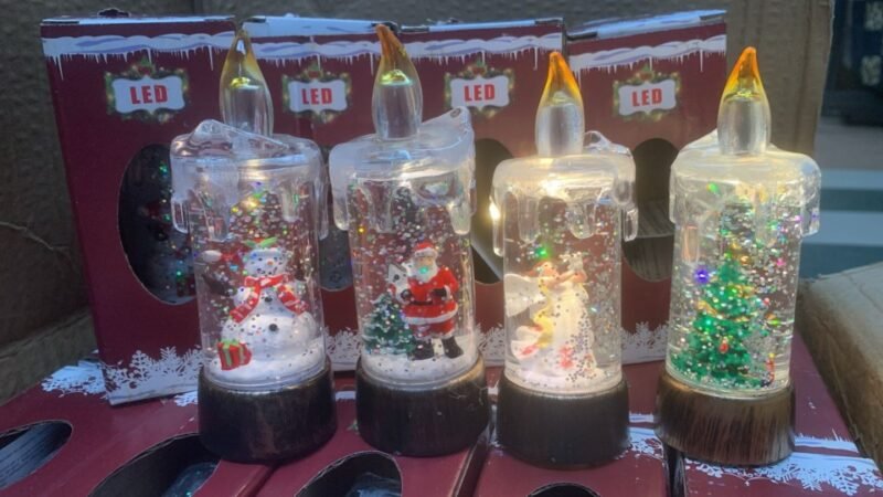 Świąteczne świece LED z brokatem