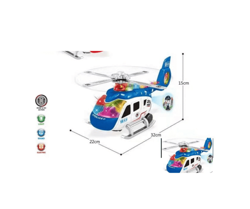 Battery Operated Police Helicopter Toy For Children 1